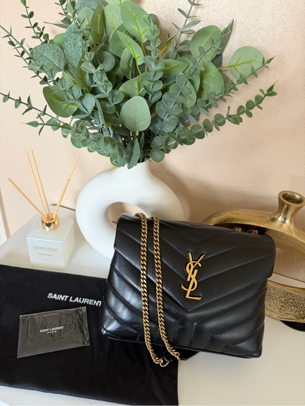 Authentic Saint Laurent Small Loulou Black Quilted Leather Shoulder Bag